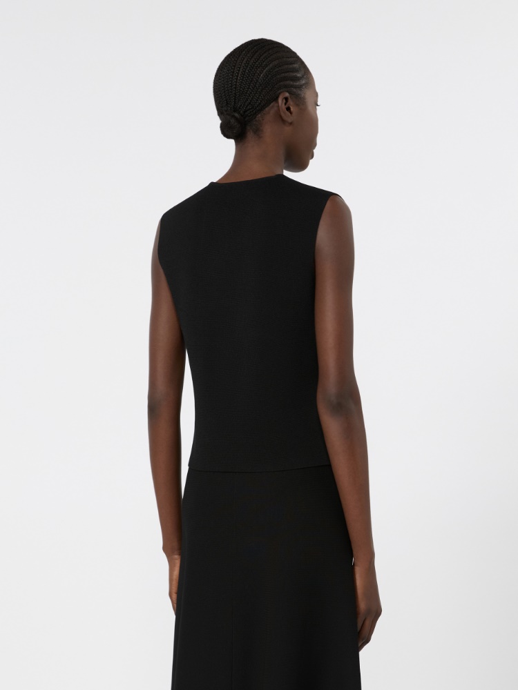 Viscose crepe yarn gilet - BLACK - 3