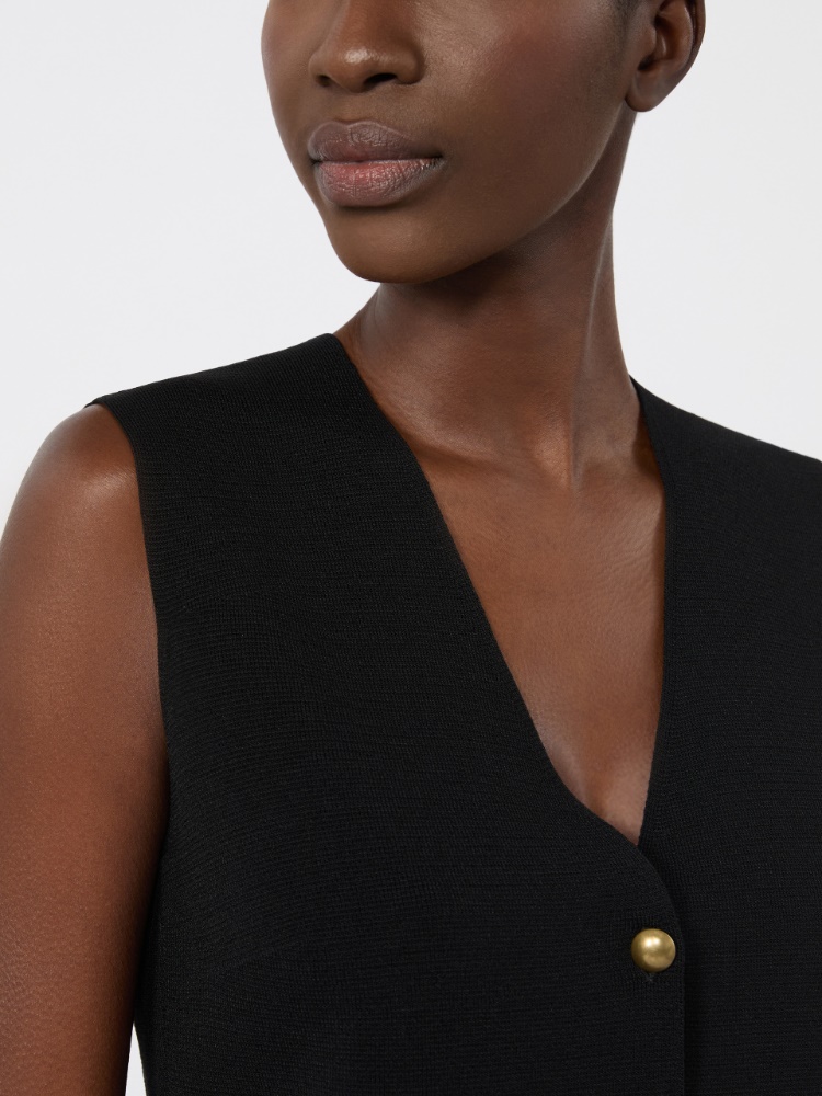 Viscose crepe yarn gilet - BLACK - 4