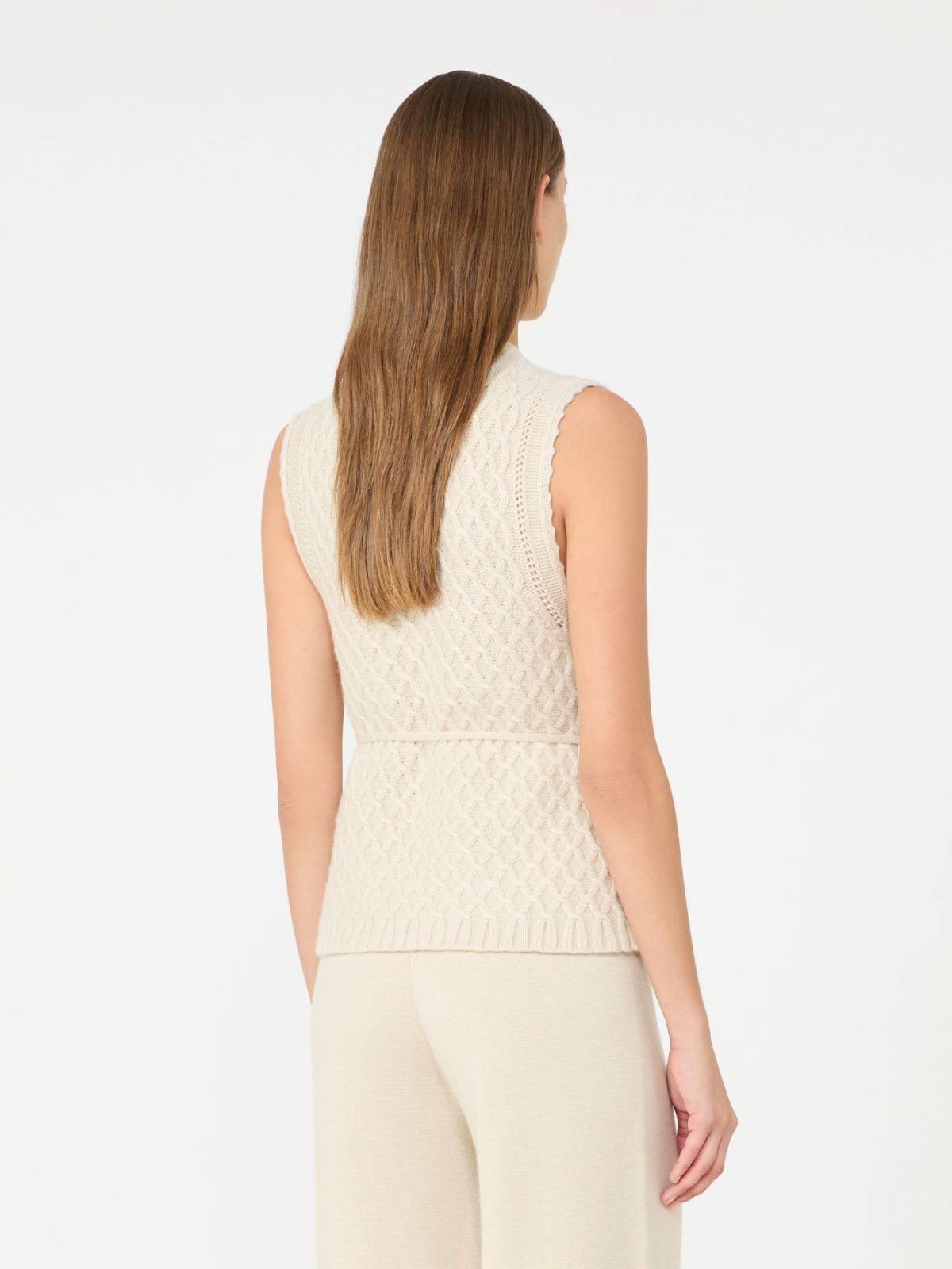 Wool and cashmere yarn gilet - BEIGE - Max Mara - 3