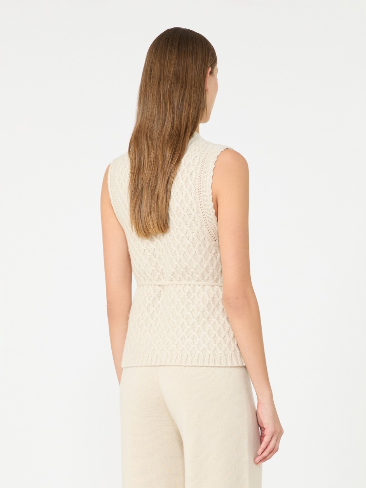 Wool and cashmere yarn gilet - BEIGE - Max Mara - 3