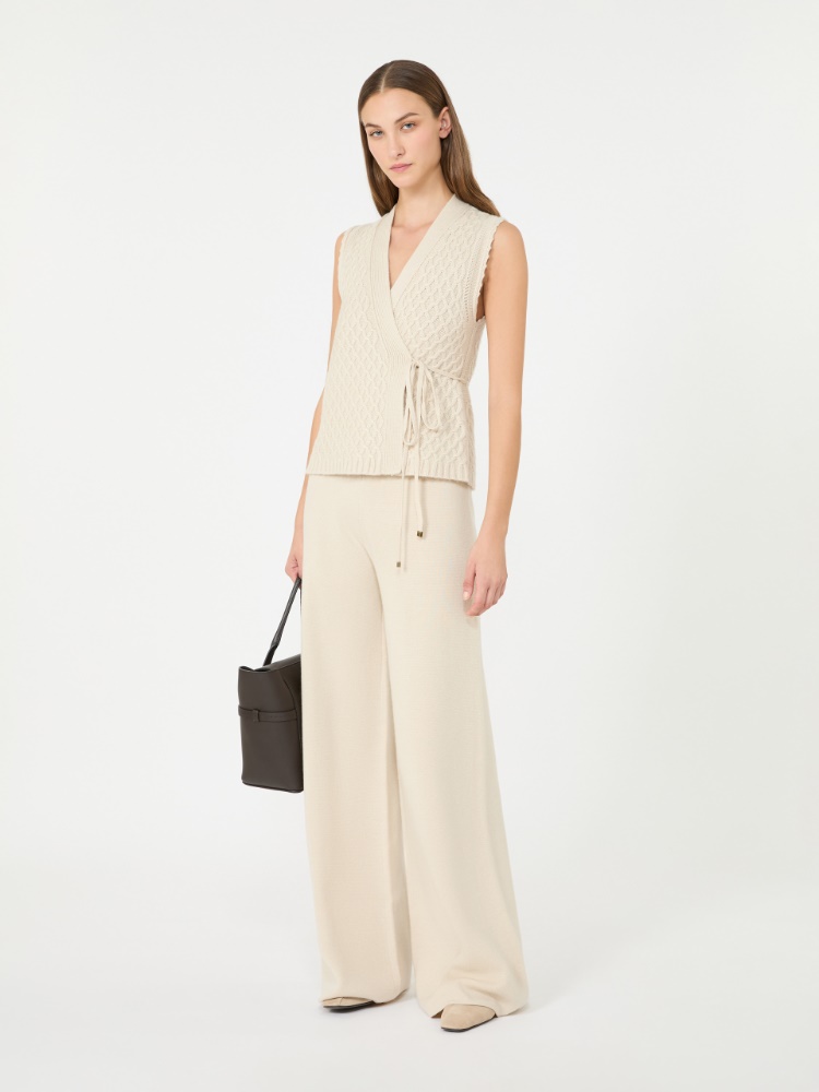 Wool and cashmere yarn gilet - BEIGE