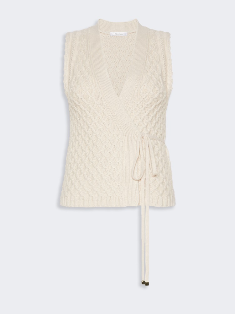 Wool and cashmere yarn gilet - BEIGE