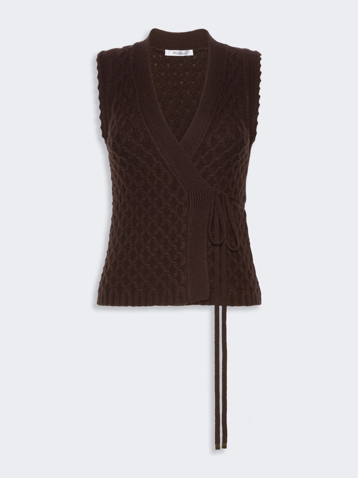 Wool and cashmere yarn gilet - DARK BROWN - Max Mara - 6