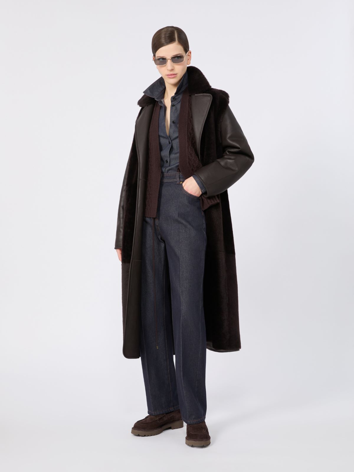 Wool and cashmere yarn gilet - DARK BROWN