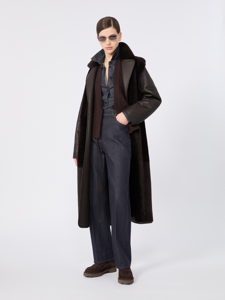 Wool and cashmere yarn gilet - DARK BROWN