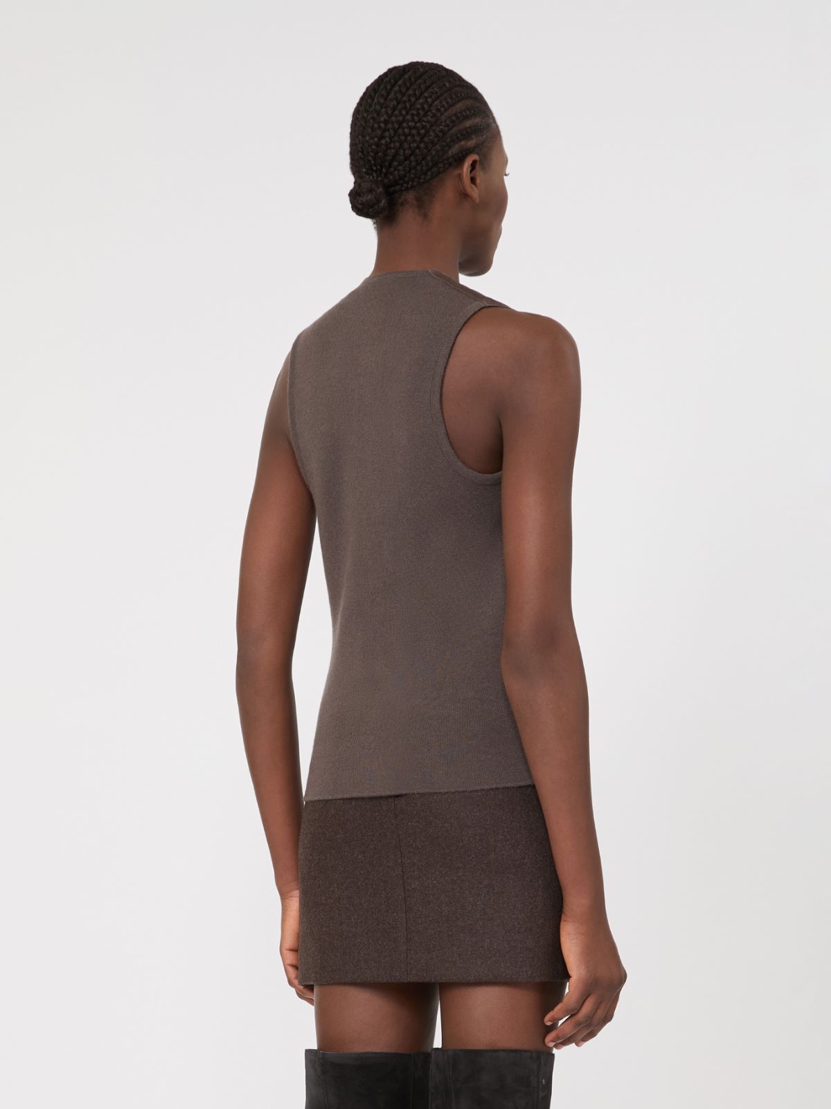 Kamizelka z przędzy z wełny i kaszmiru - BŁOTNY - Max Mara - 3