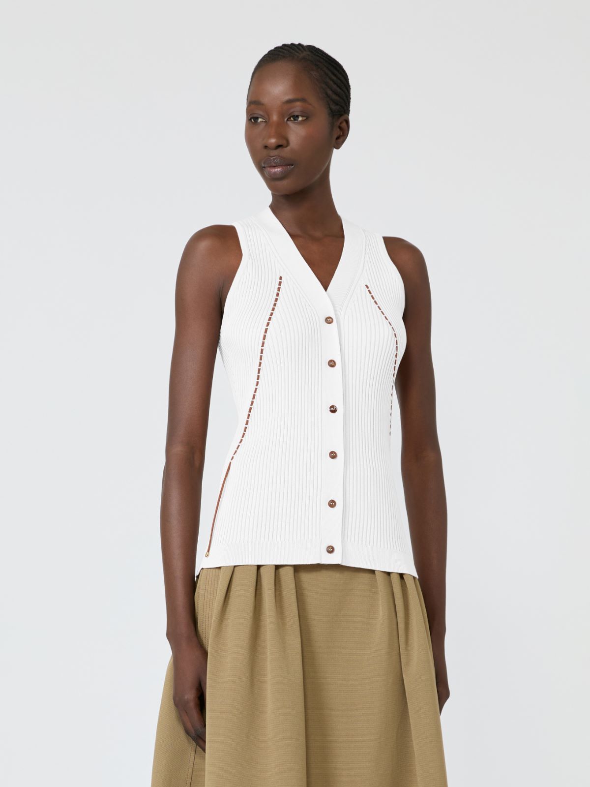 Weste aus Baumwolle und Viskose - WEISS - Max Mara - 2