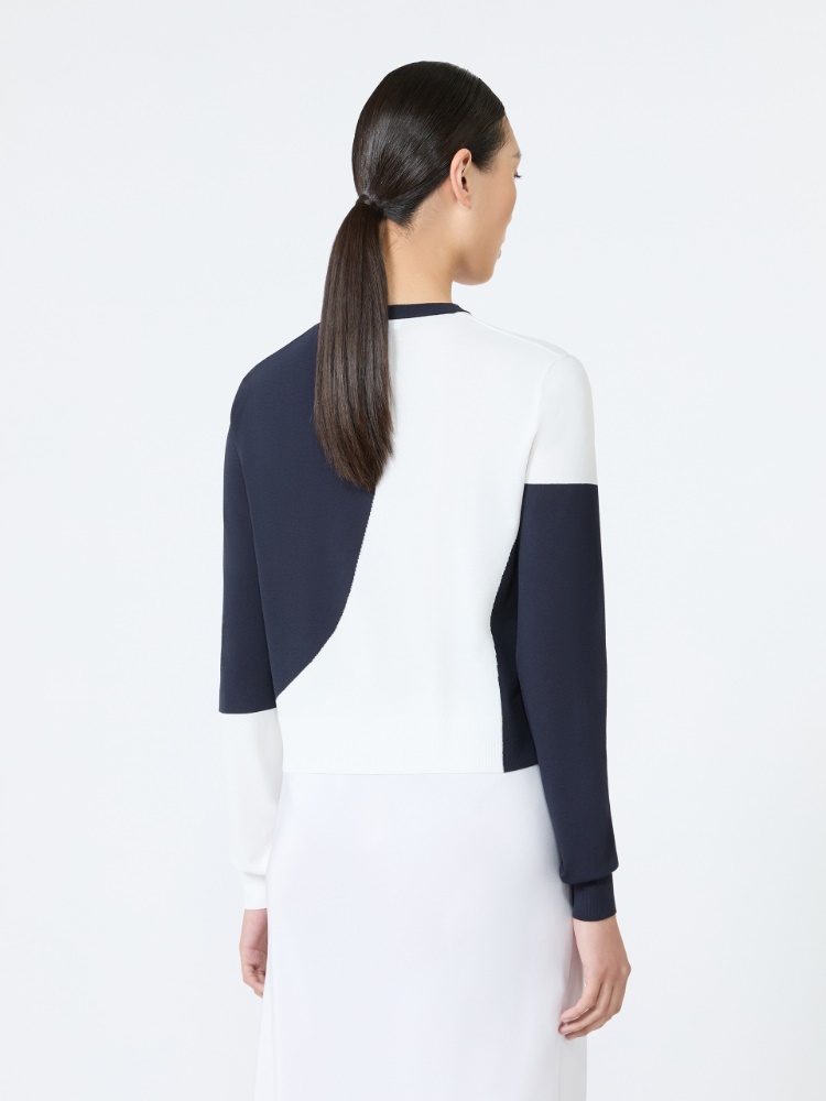 Slim-fit viscose crepe sweater - WHITE - 3