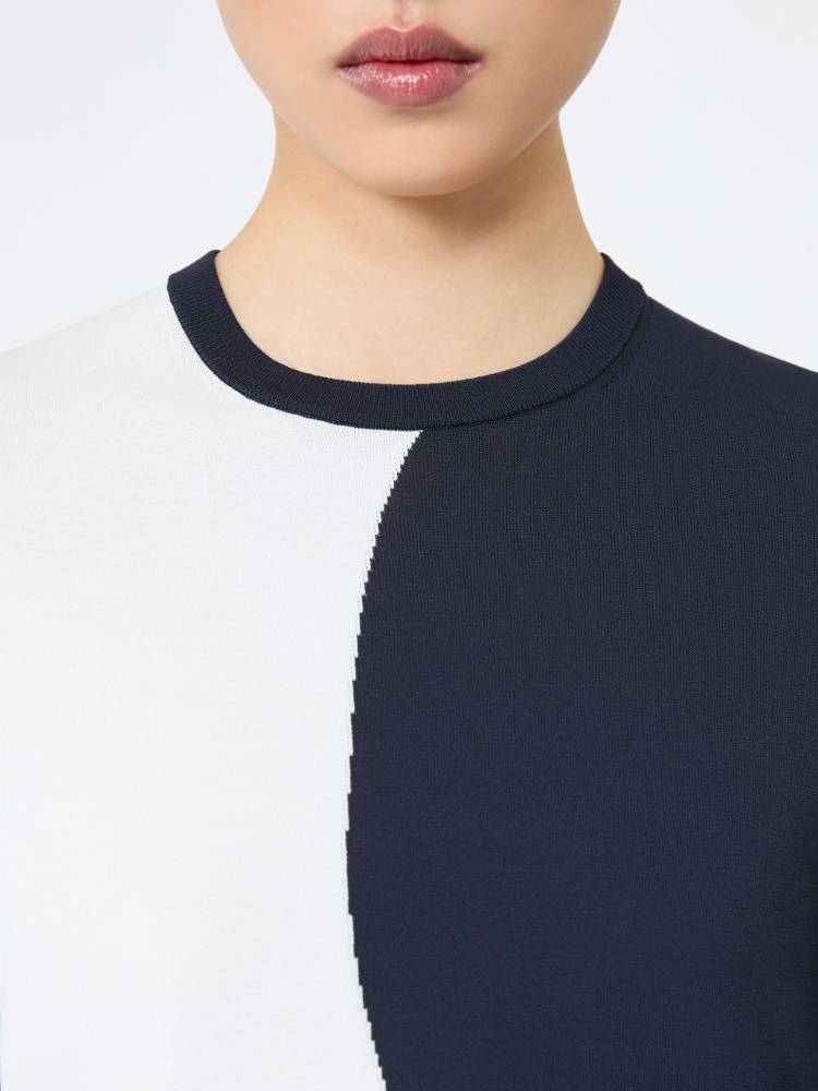 Slim-fit viscose crepe sweater - WHITE - 4