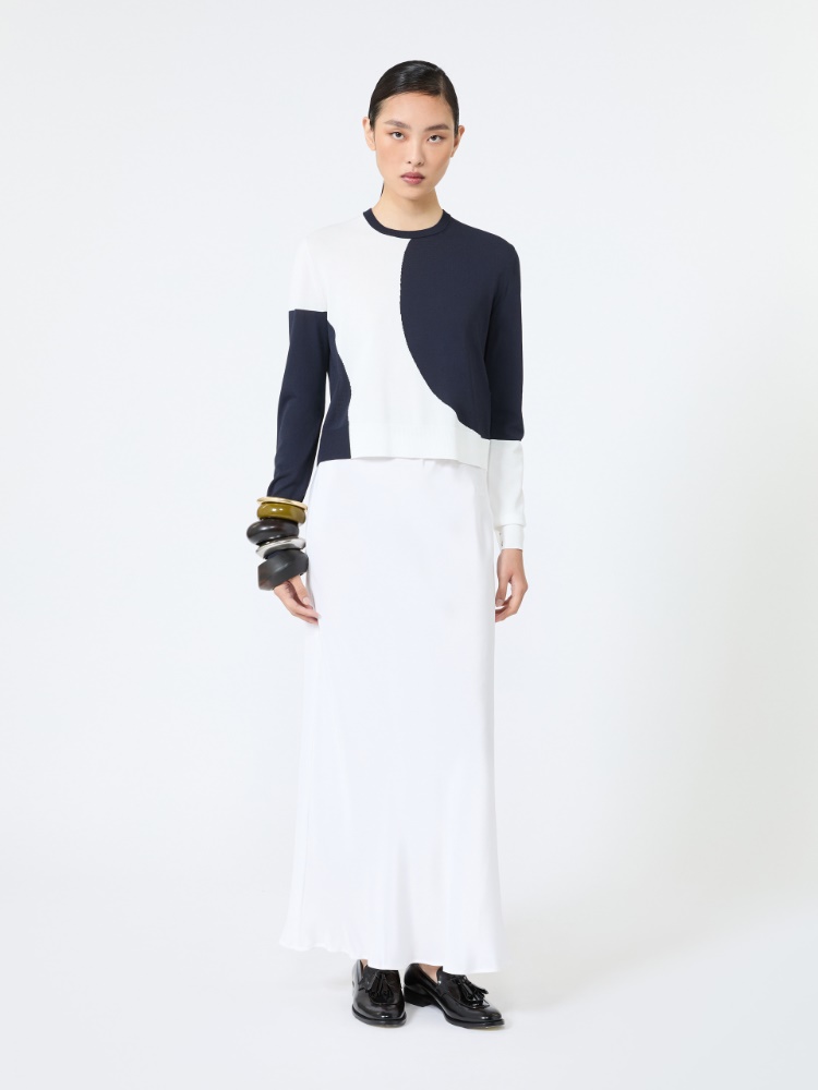 Slim-fit viscose crepe sweater - WHITE
