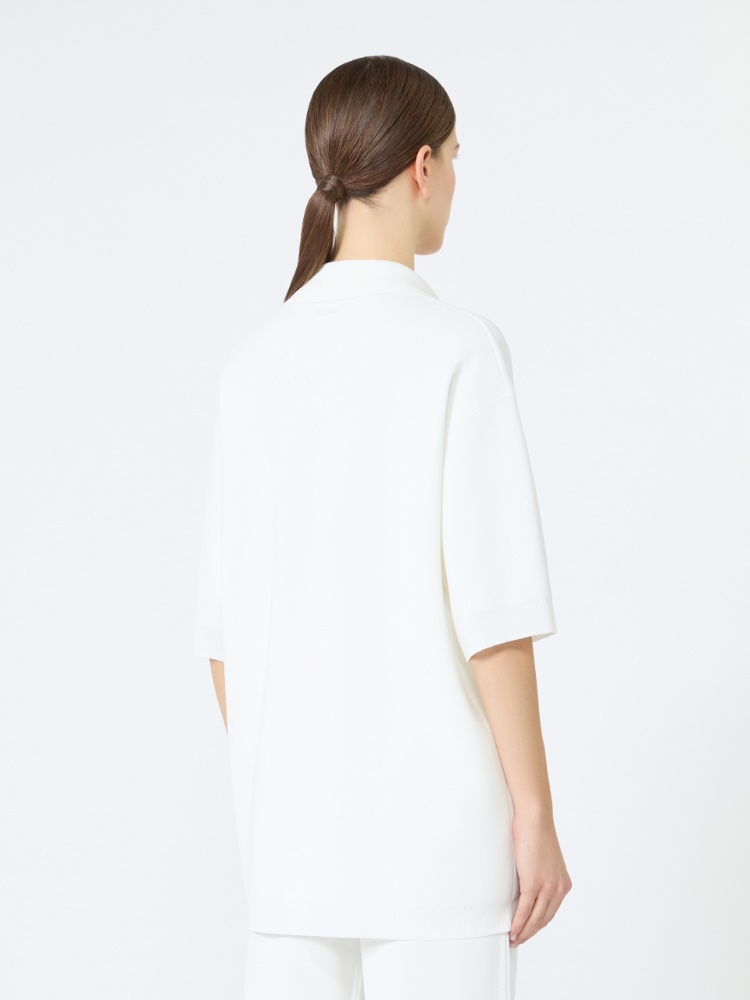 Long viscose crepe sweater - WHITE - 3