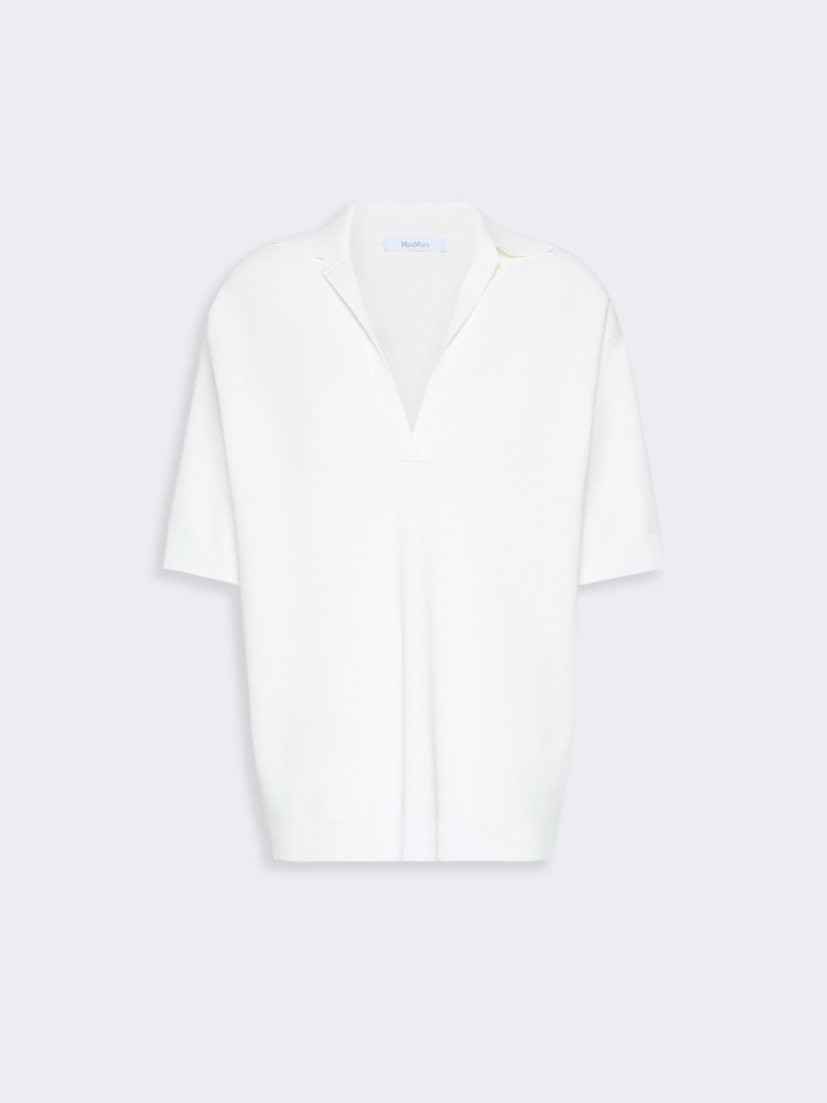 Long viscose crepe sweater - WHITE