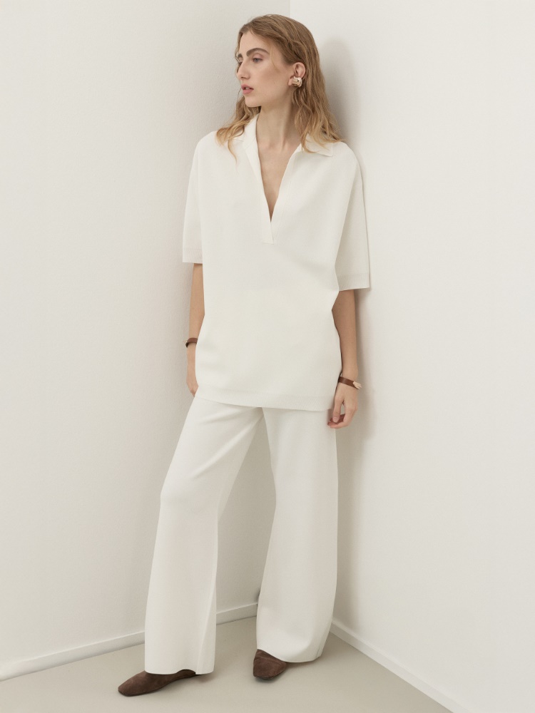 Long viscose crepe sweater + WHITE - Max Mara