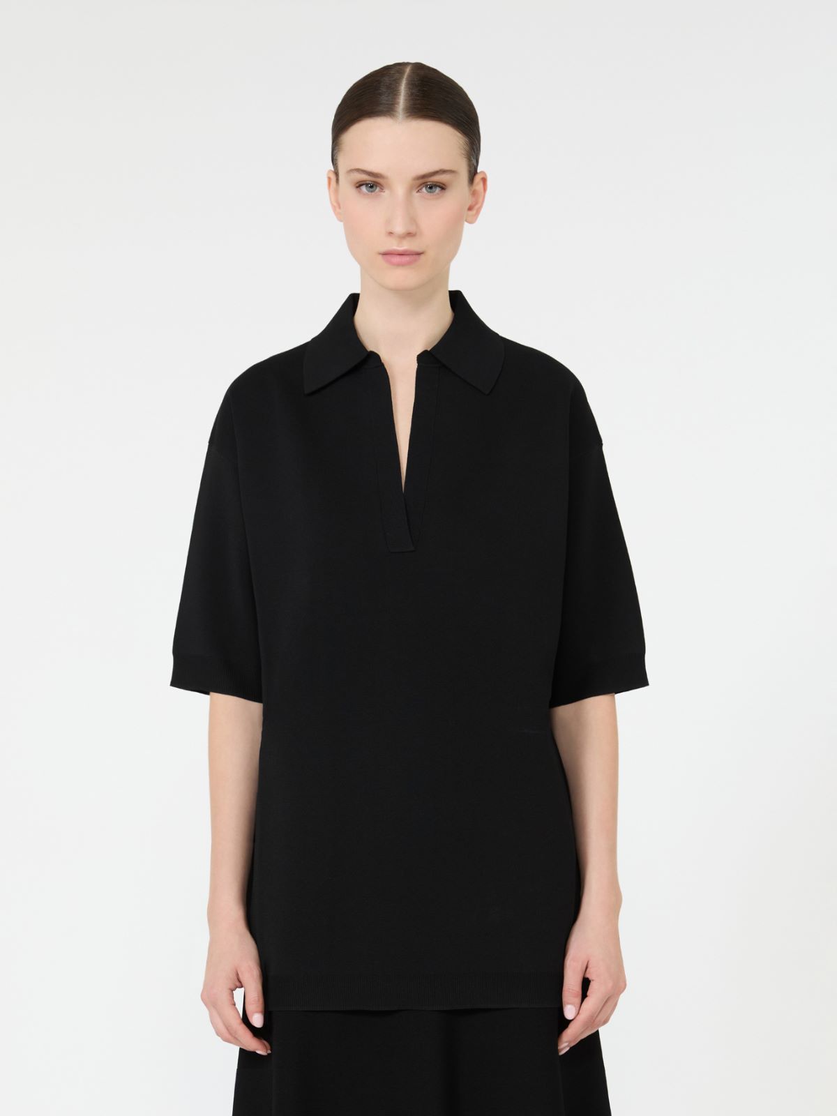 Long viscose crepe sweater - BLACK - Max Mara - 2