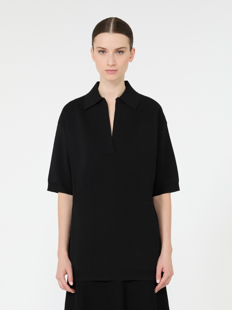Long viscose crepe sweater - BLACK - Max Mara - 2