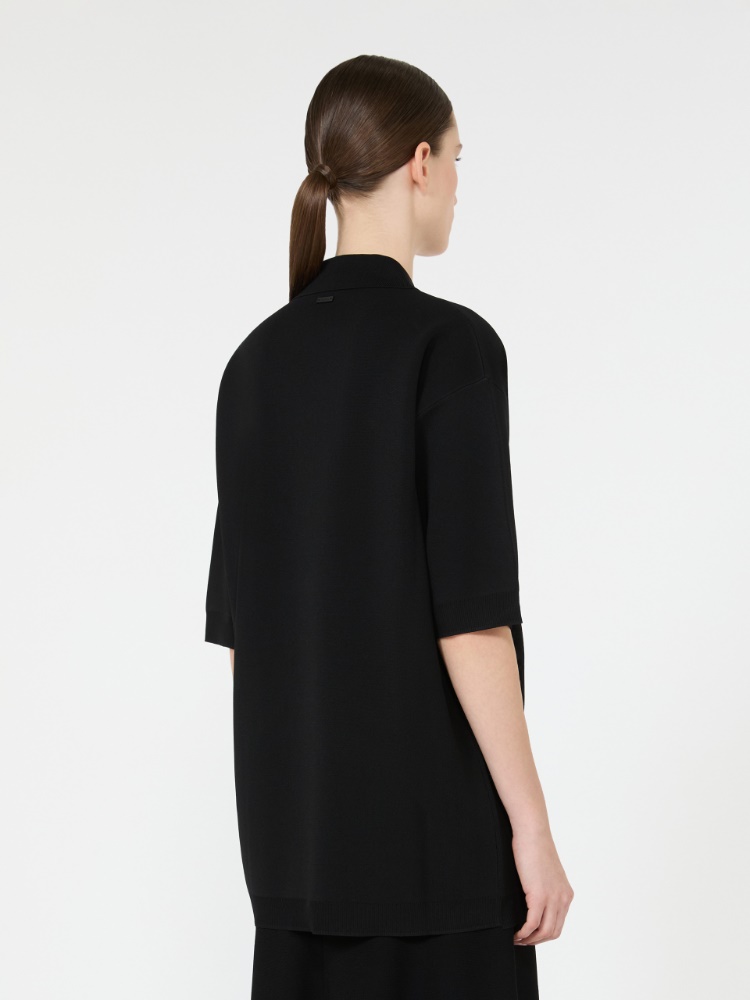 Long viscose crepe sweater - BLACK - Max Mara - 3