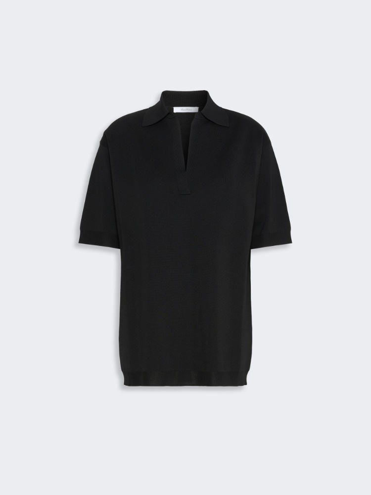 Long viscose crepe sweater - BLACK