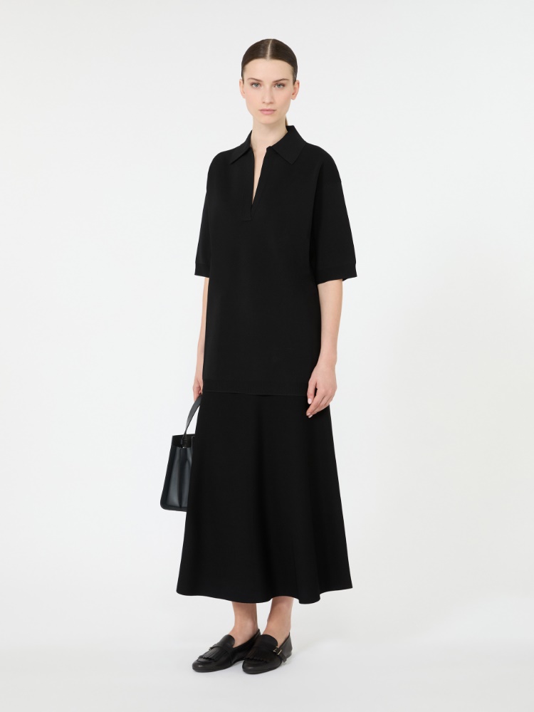 Long viscose crepe sweater - BLACK - Max Mara