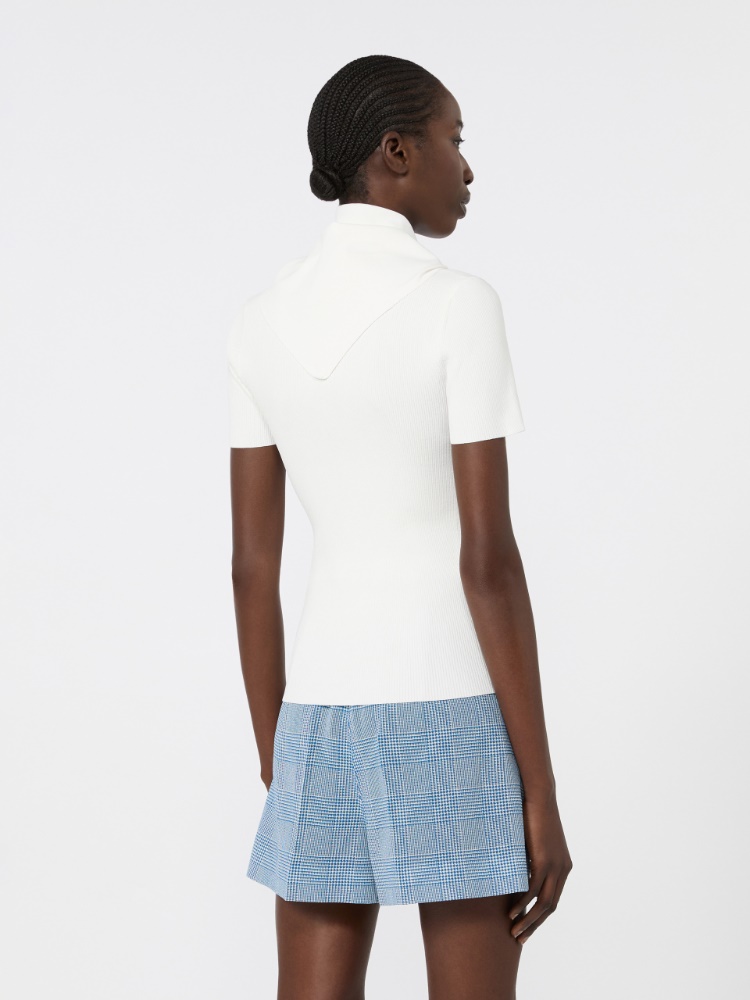 Viscose crepe sweater with scarf detail - WHITE - Max Mara - 3