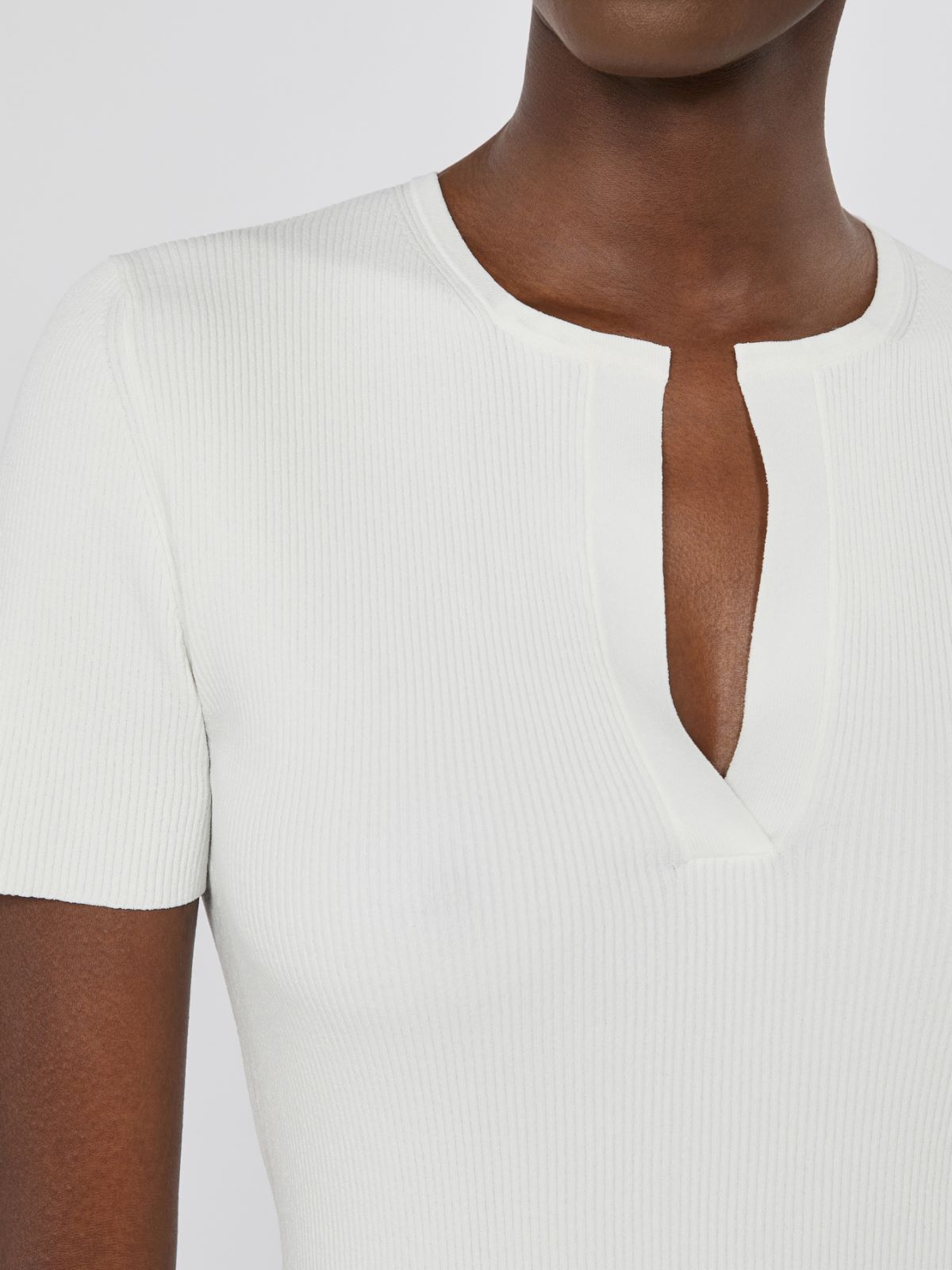 Viscose crepe sweater with scarf detail - WHITE - Max Mara - 4