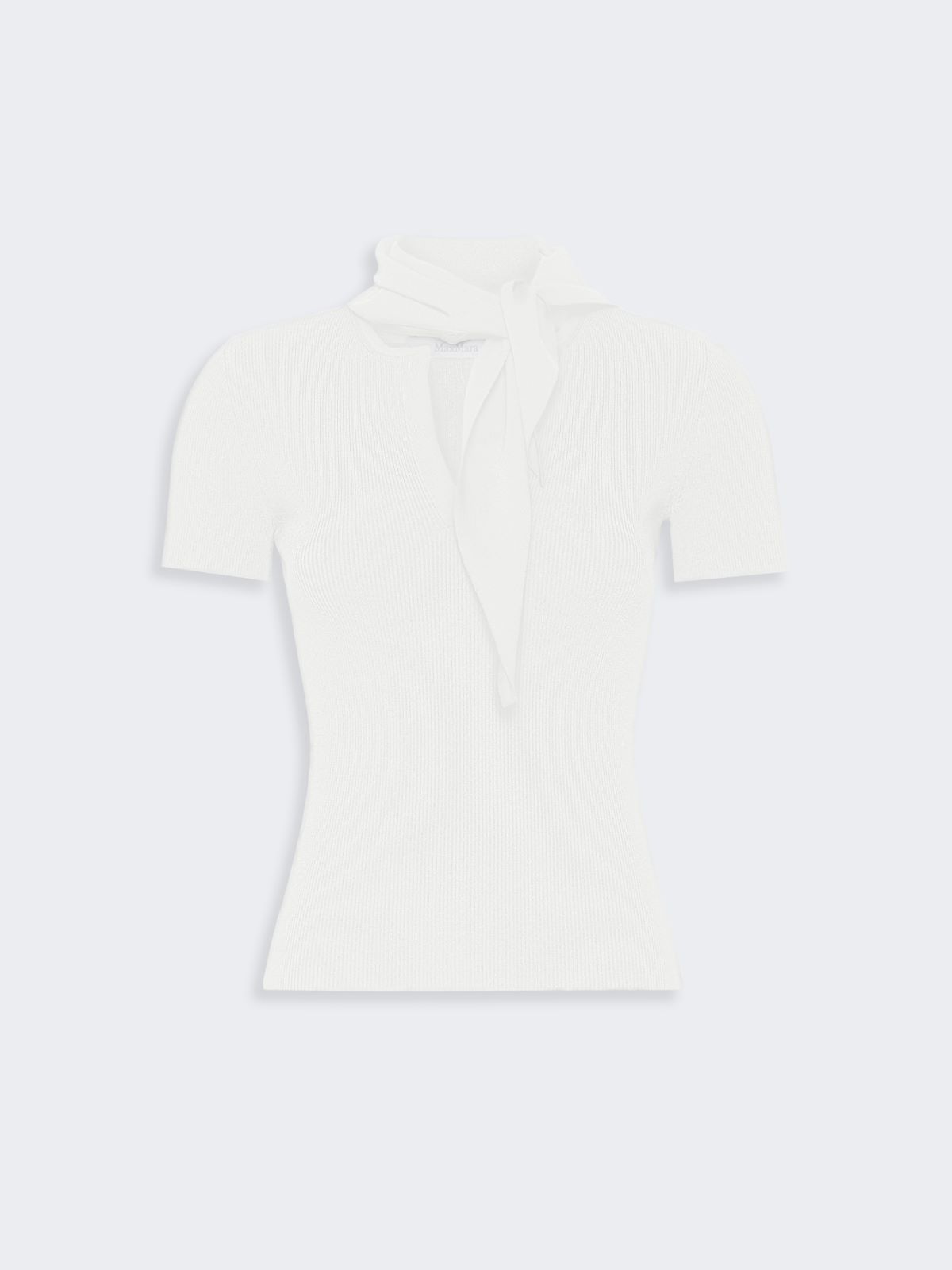 Viscose crepe sweater with scarf detail - WHITE - Max Mara - 5