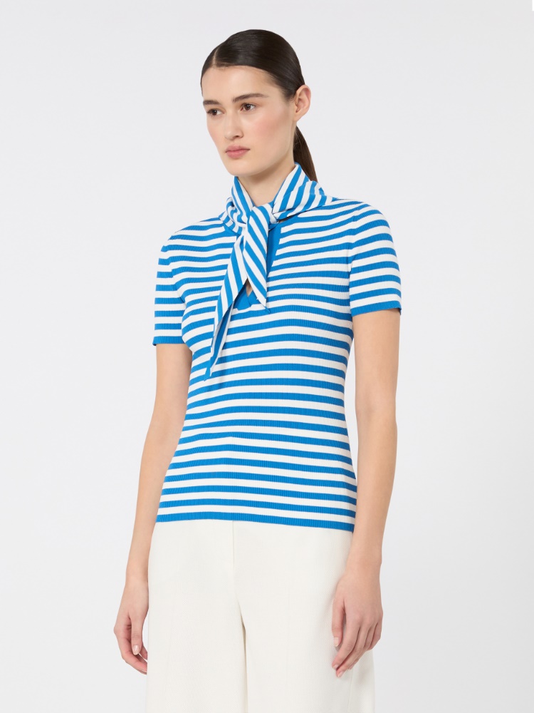 Viscose crepe sweater with scarf detail - WHITE - 2