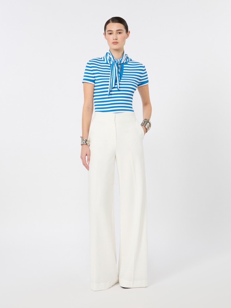 Viscose crepe sweater with scarf detail - WHITE