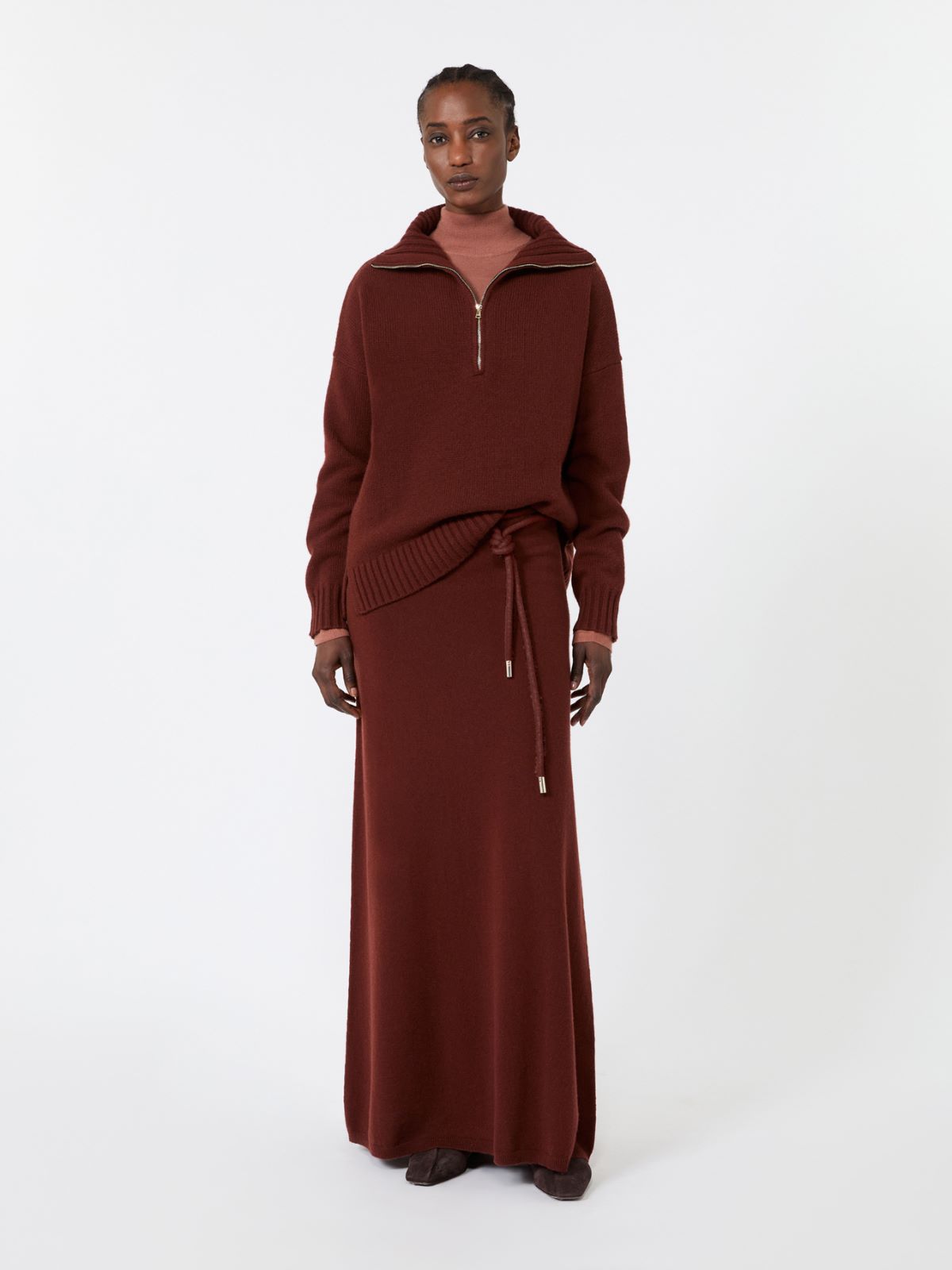 Cashmere yarn high-neck sweater - RUST - Max Mara