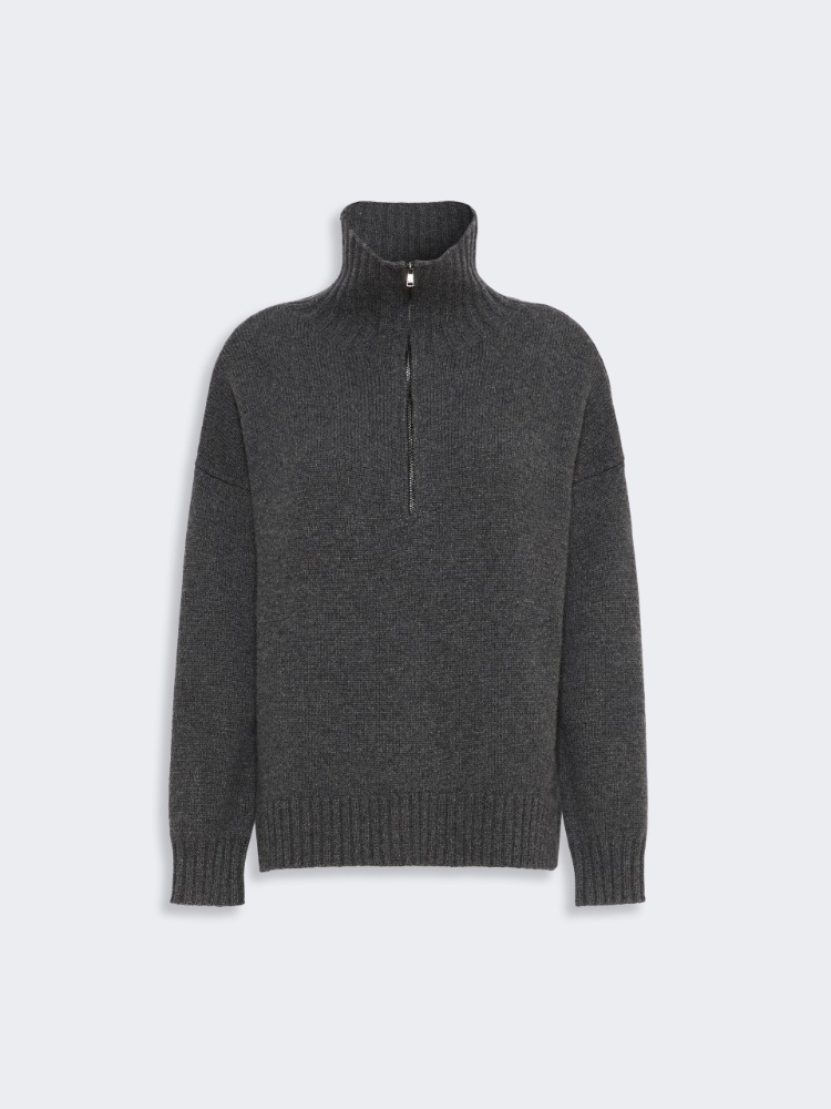 Cashmere yarn high-neck sweater - DARK GREY