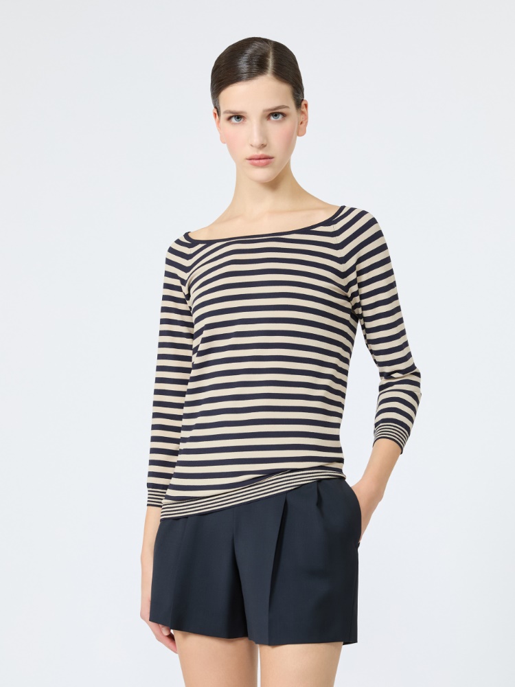 Viscose yarn sweater with scarf detail - STONE - 5