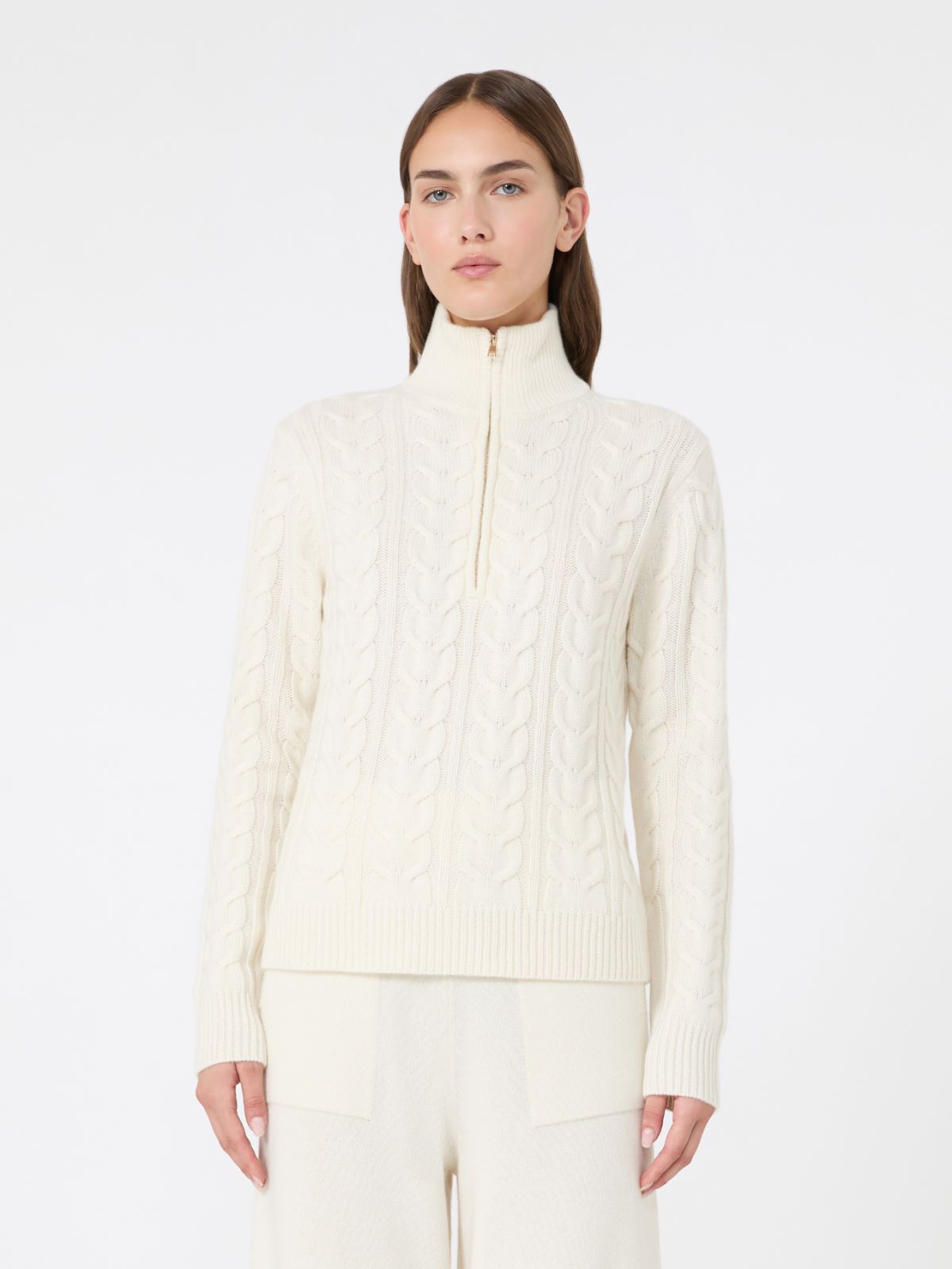 Cable-knit cashmere yarn sweater - WHITE - Max Mara - 2