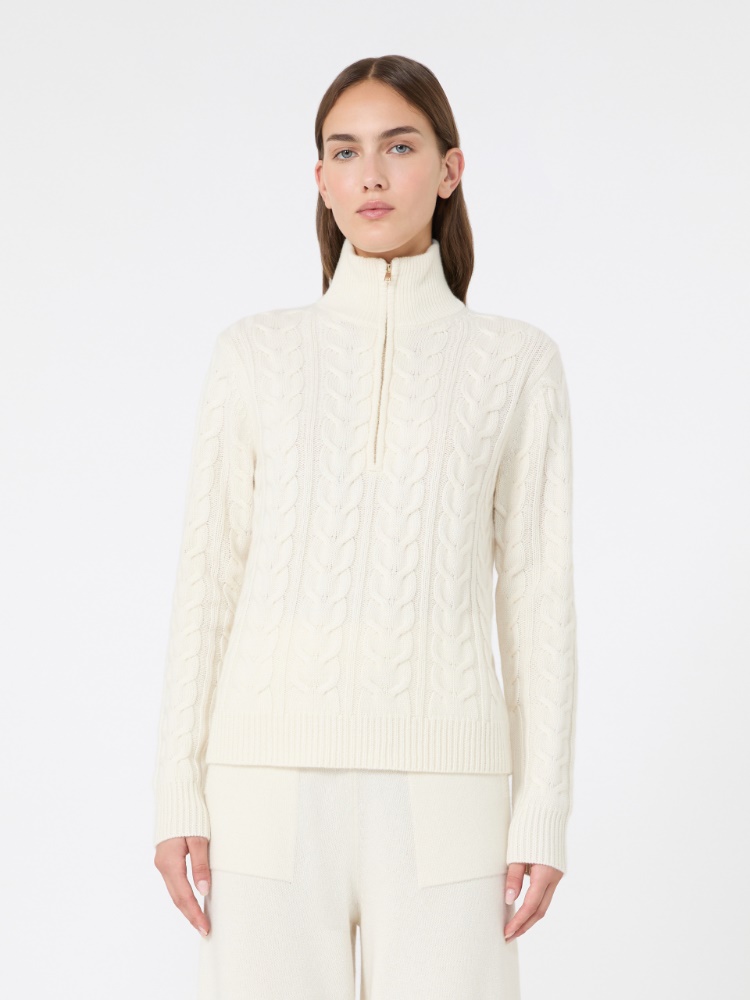 Cable-knit cashmere yarn sweater - WHITE - Max Mara - 2