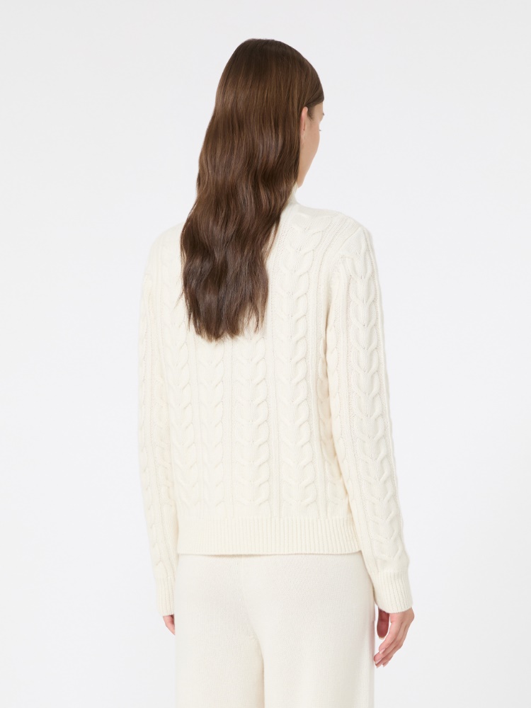 Cable-knit cashmere yarn sweater - WHITE - Max Mara - 3