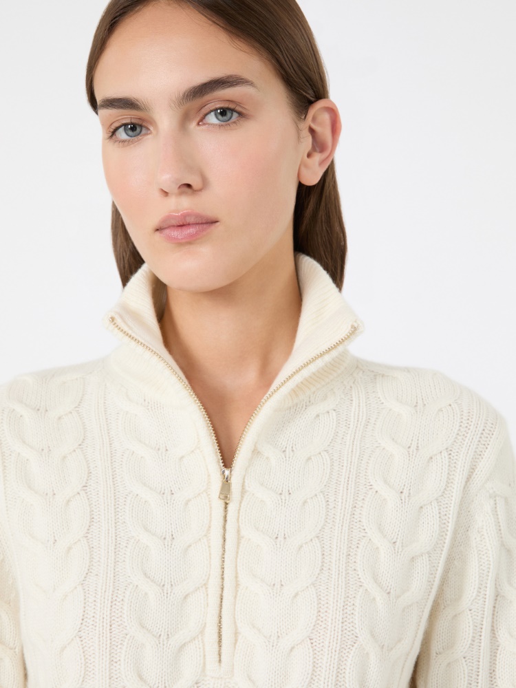 Cable-knit cashmere yarn sweater - WHITE - Max Mara - 4