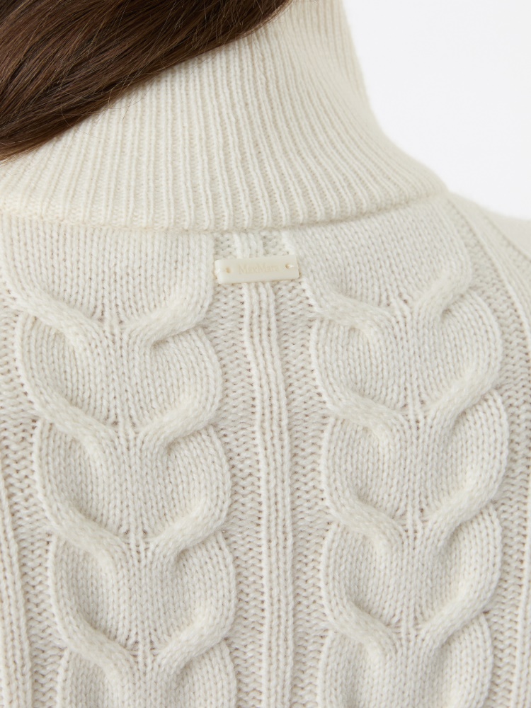 Cable-knit cashmere yarn sweater - WHITE - Max Mara - 5