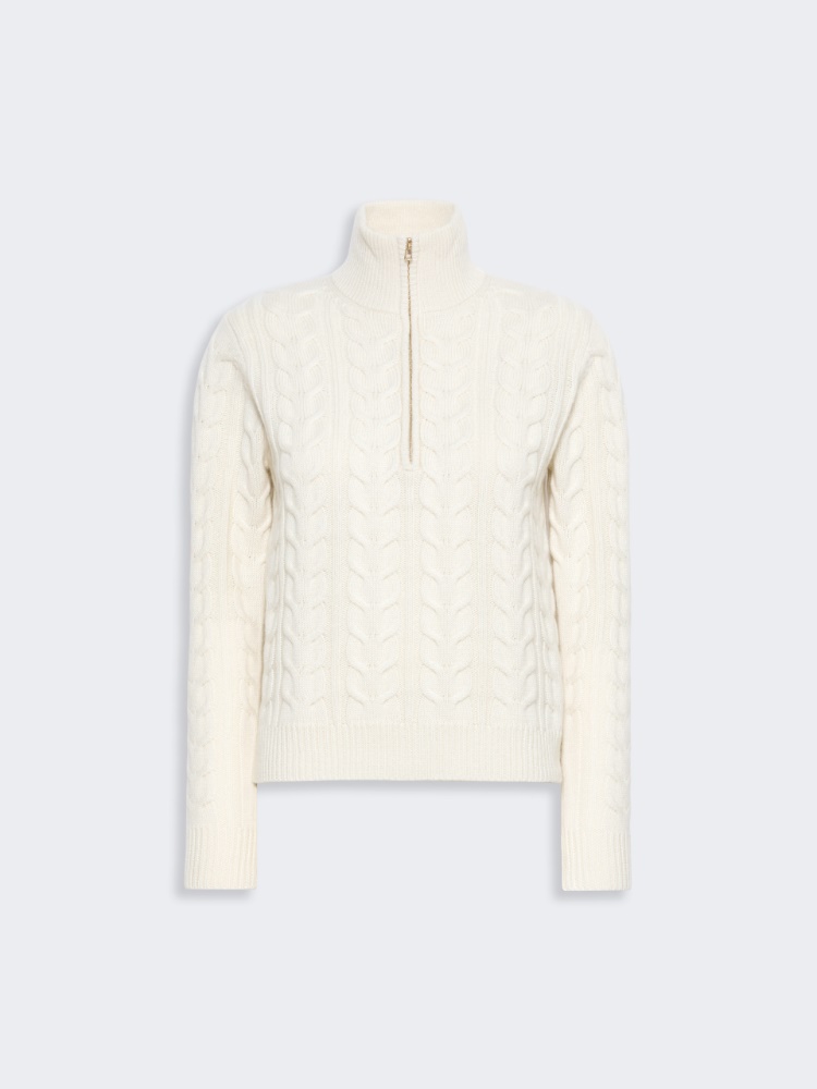 Cable-knit cashmere yarn sweater - WHITE