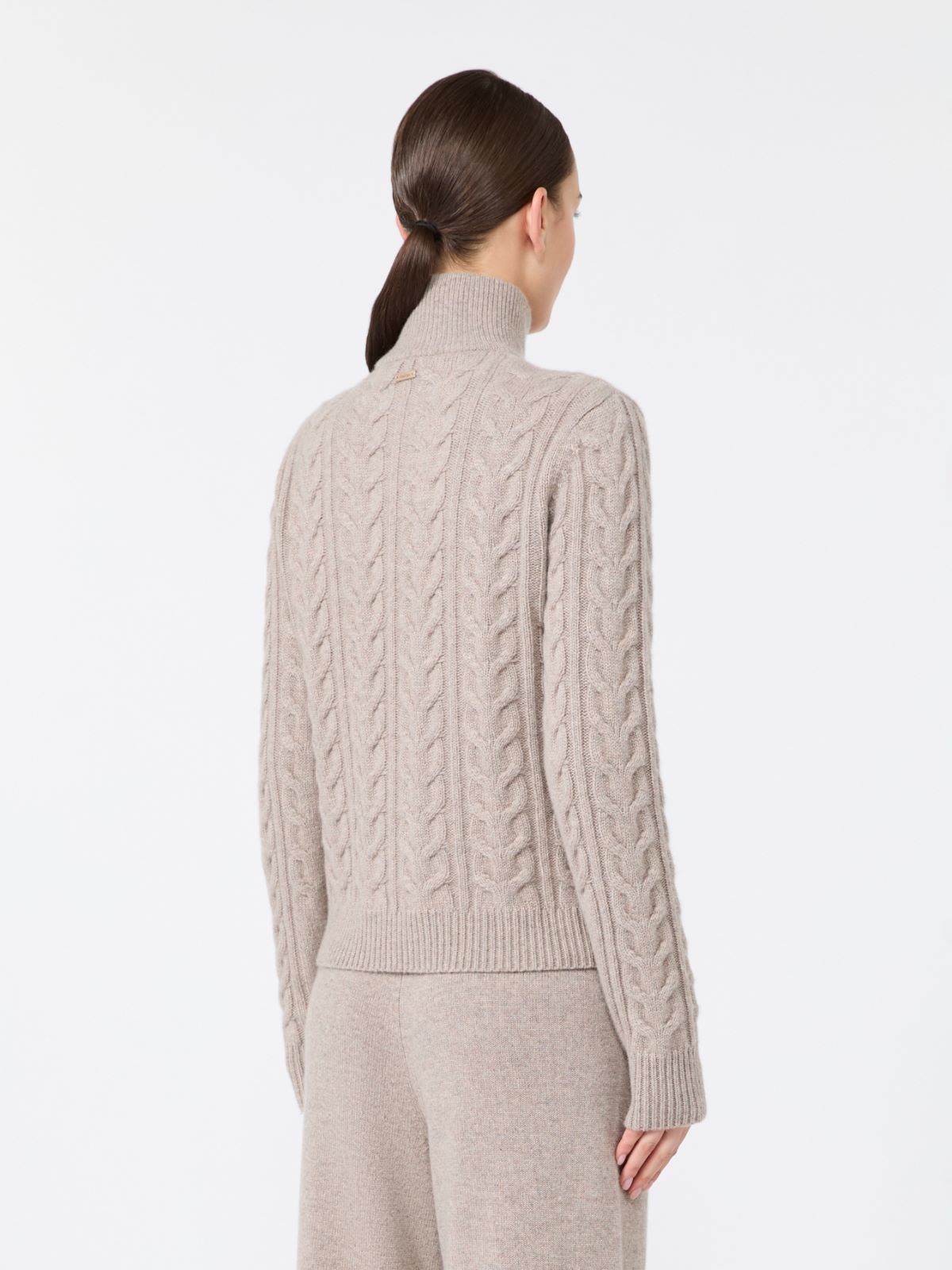 Cable-knit cashmere yarn sweater - SAND - Max Mara - 3