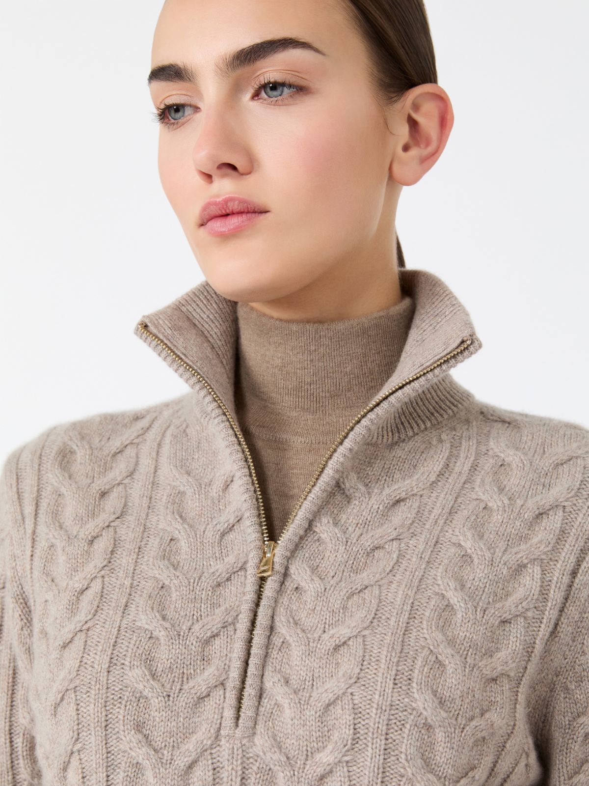 Cable-knit cashmere yarn sweater - SAND - Max Mara - 4