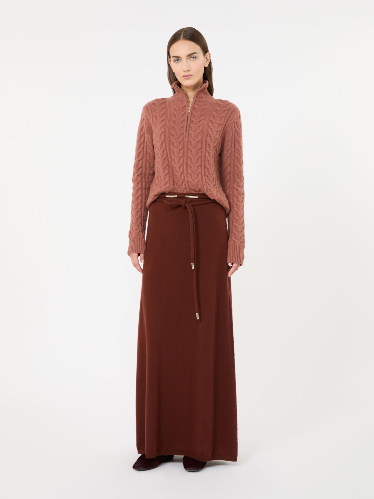 Cable-knit cashmere yarn sweater - ANTIQUE ROSE - Max Mara