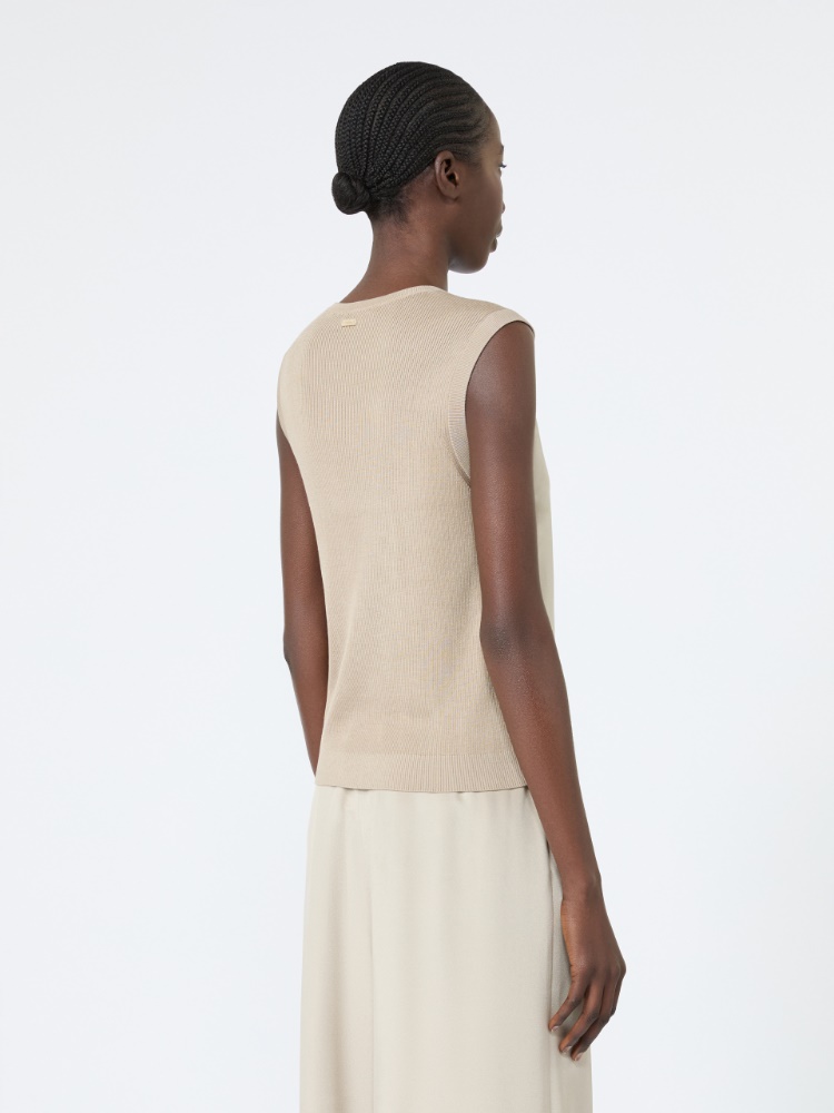 Cashmere and silk yarn sweater - STONE - 3