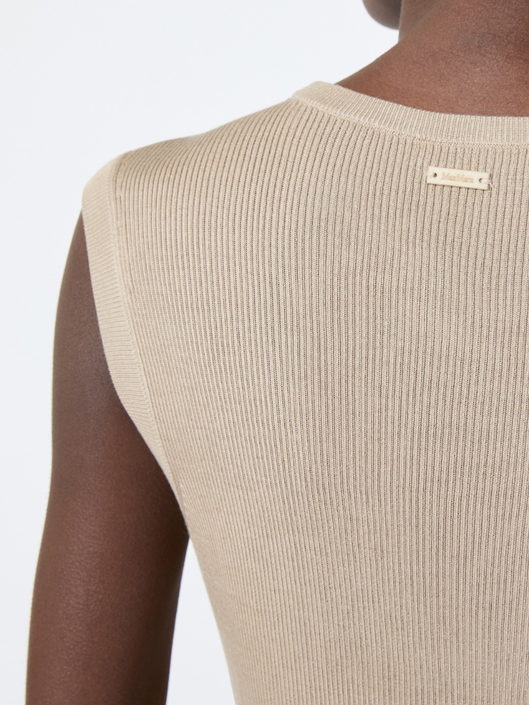 Cashmere and silk yarn sweater - STONE - 4