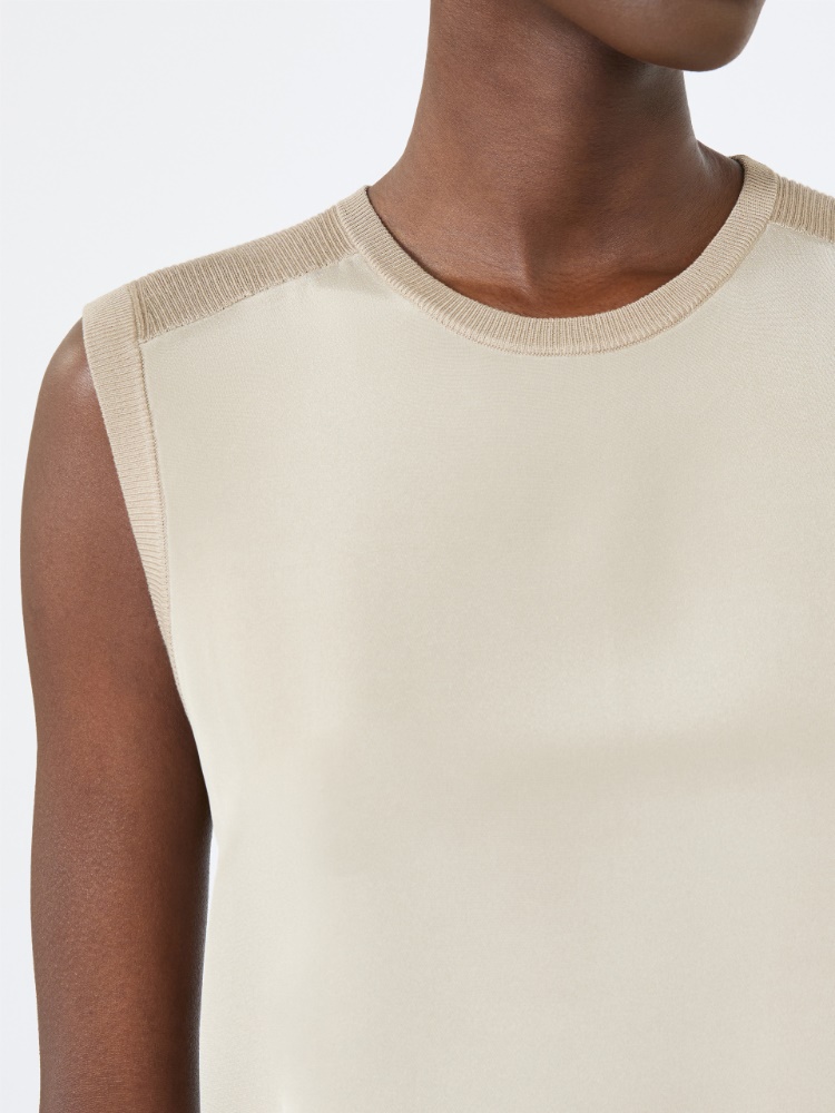 Cashmere and silk yarn sweater - STONE - 5