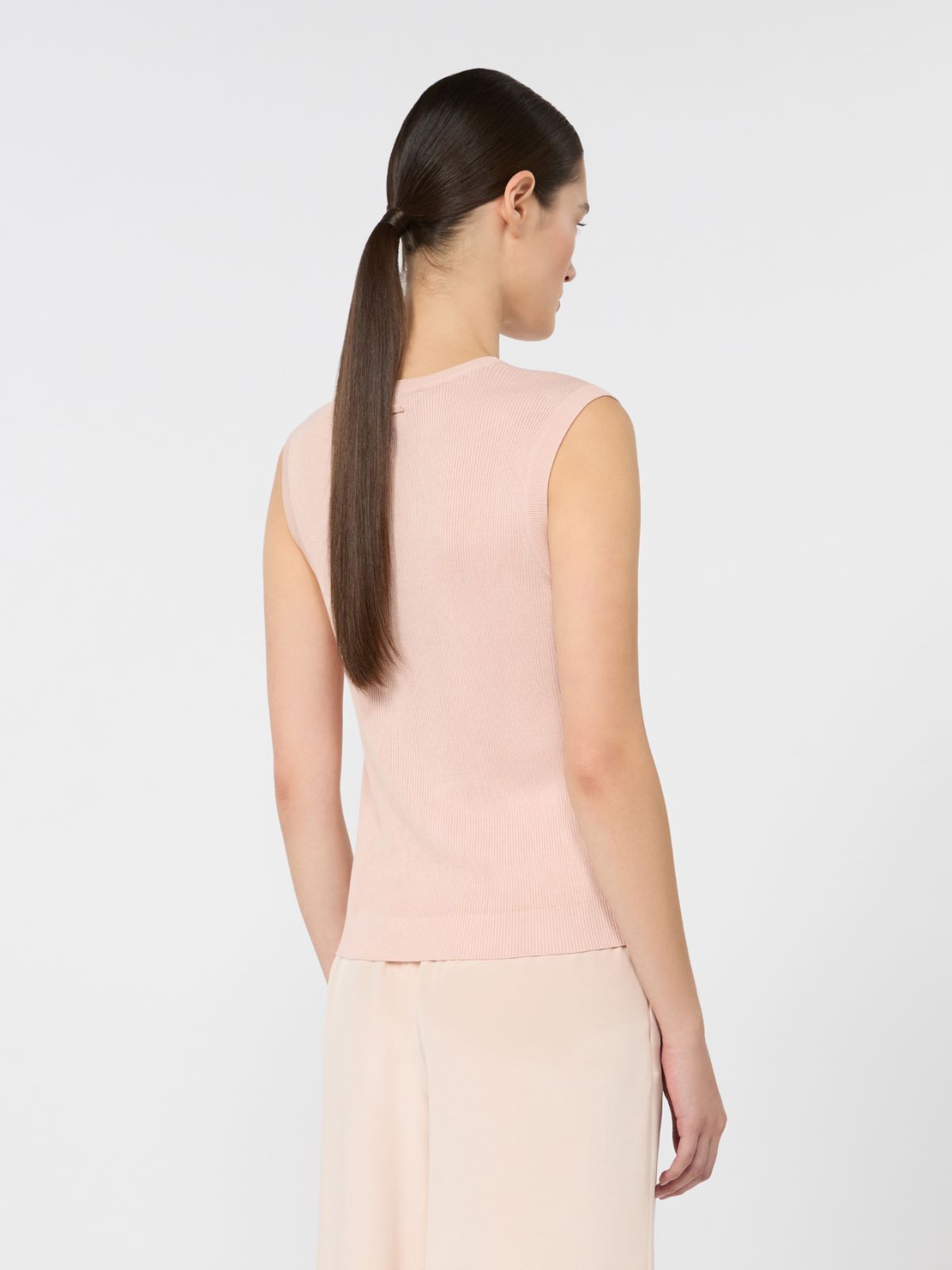 Sweter z kaszmirowo-jedwabnej przędzy - RÓŻOWY - Max Mara - 3