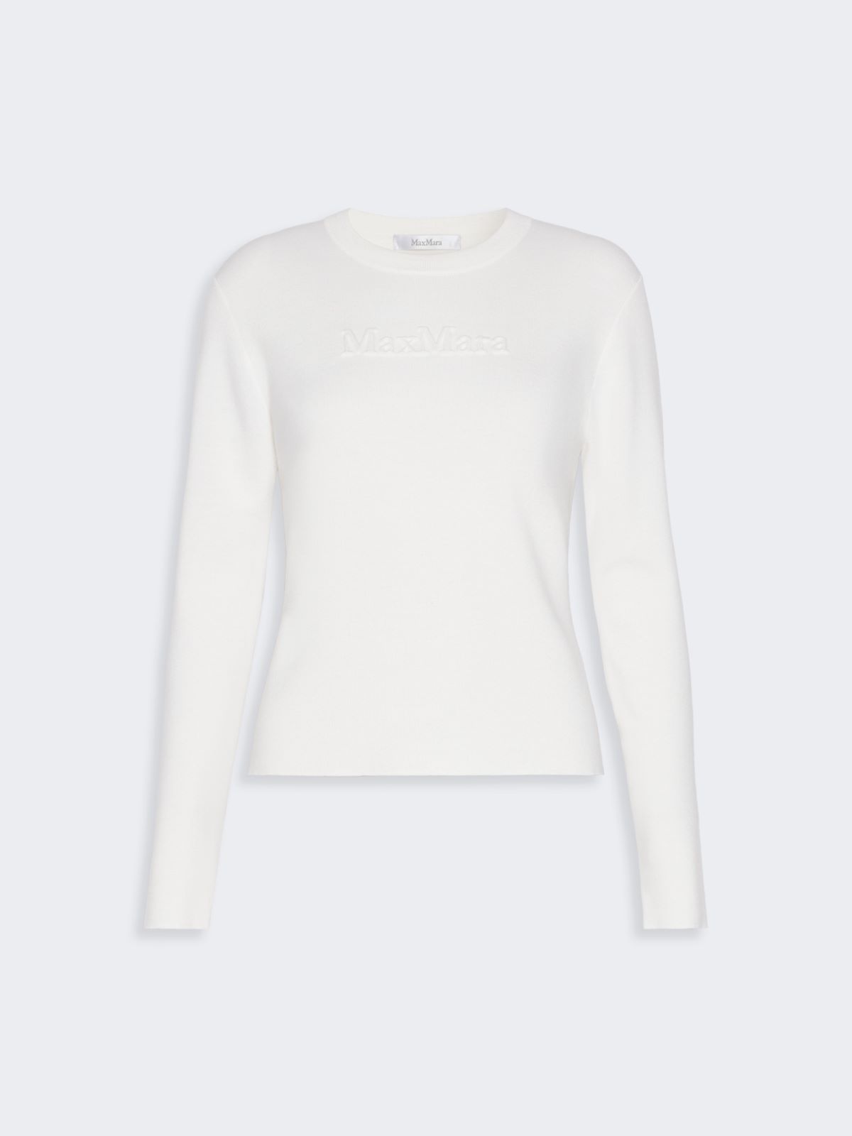 Wool yarn sweater with embossed logo detail - WHITE - Max Mara - 5