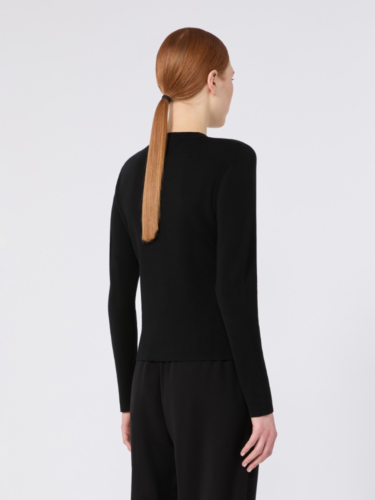 Wool yarn sweater with embossed logo detail - CZARNY - Max Mara - 3
