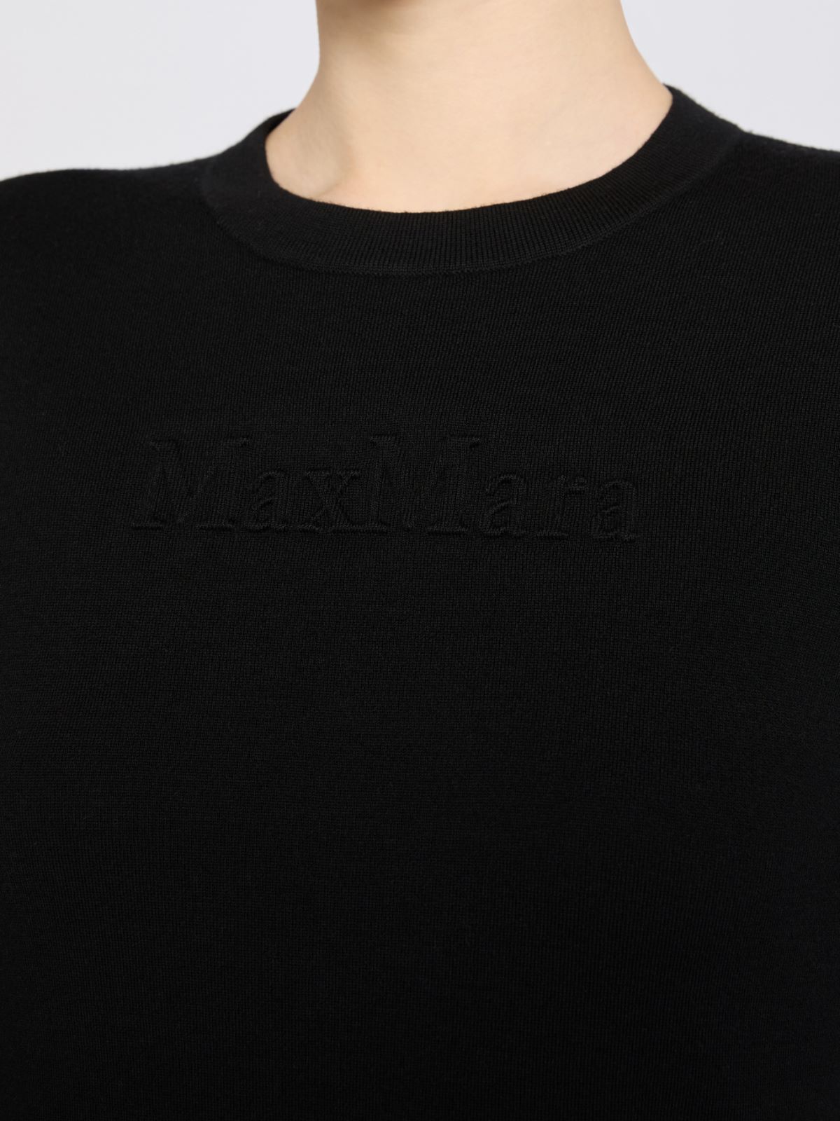 Wool yarn sweater with embossed logo detail - CZARNY - Max Mara - 4