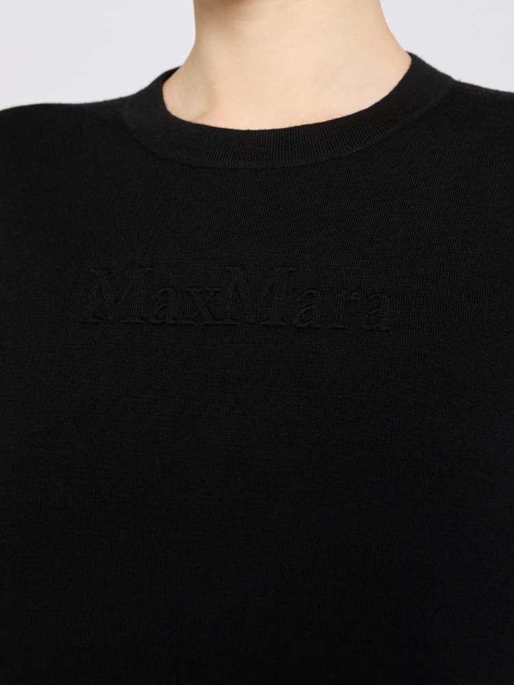 Wool yarn sweater with embossed logo detail - CZARNY - Max Mara - 4