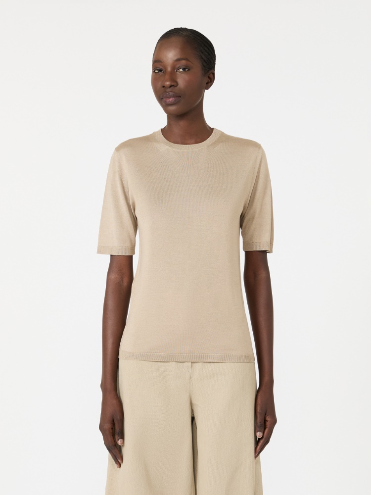 Stockinette-stitched cashmere and silk sweater - STONE - 2
