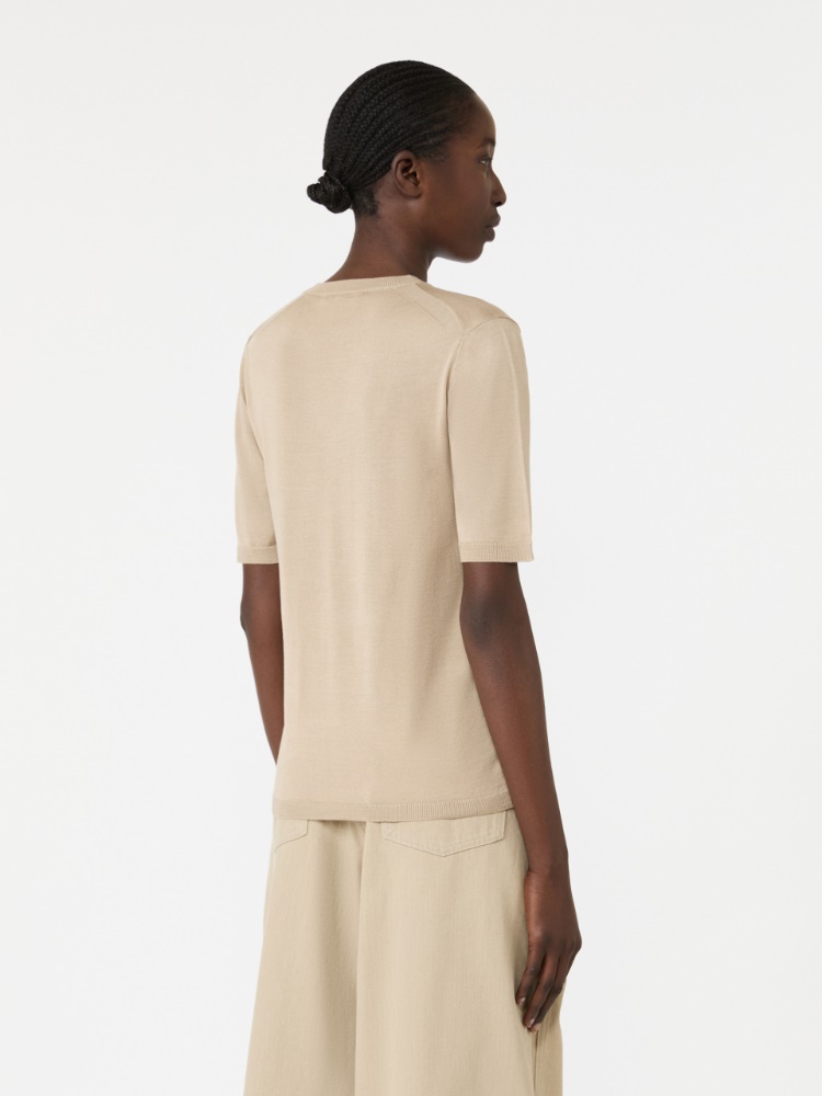 Stockinette-stitched cashmere and silk sweater - STONE - 3