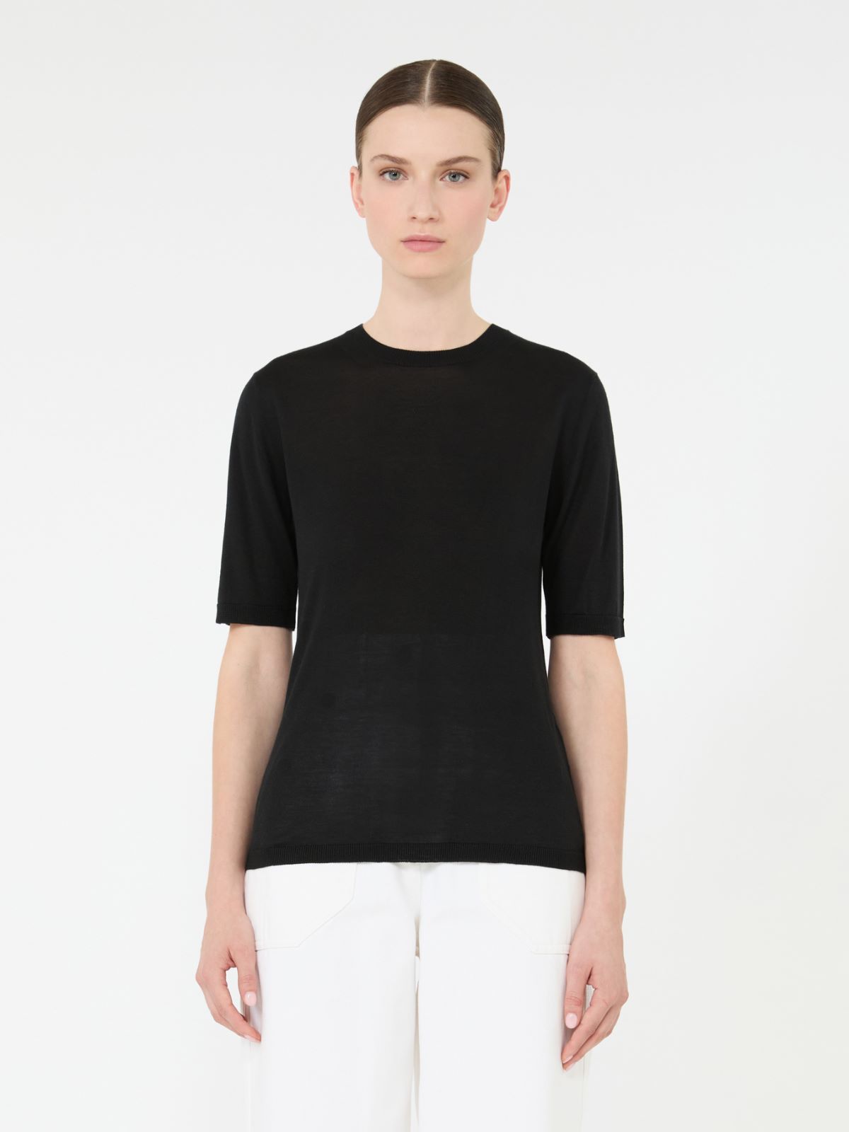 Stockinette-stitched cashmere and silk sweater - BLACK - Max Mara - 2